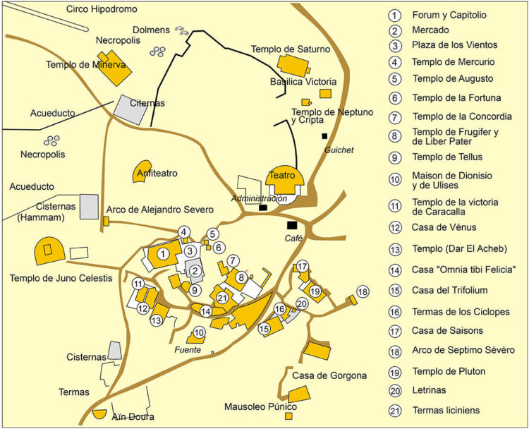 Mapa de Dougga