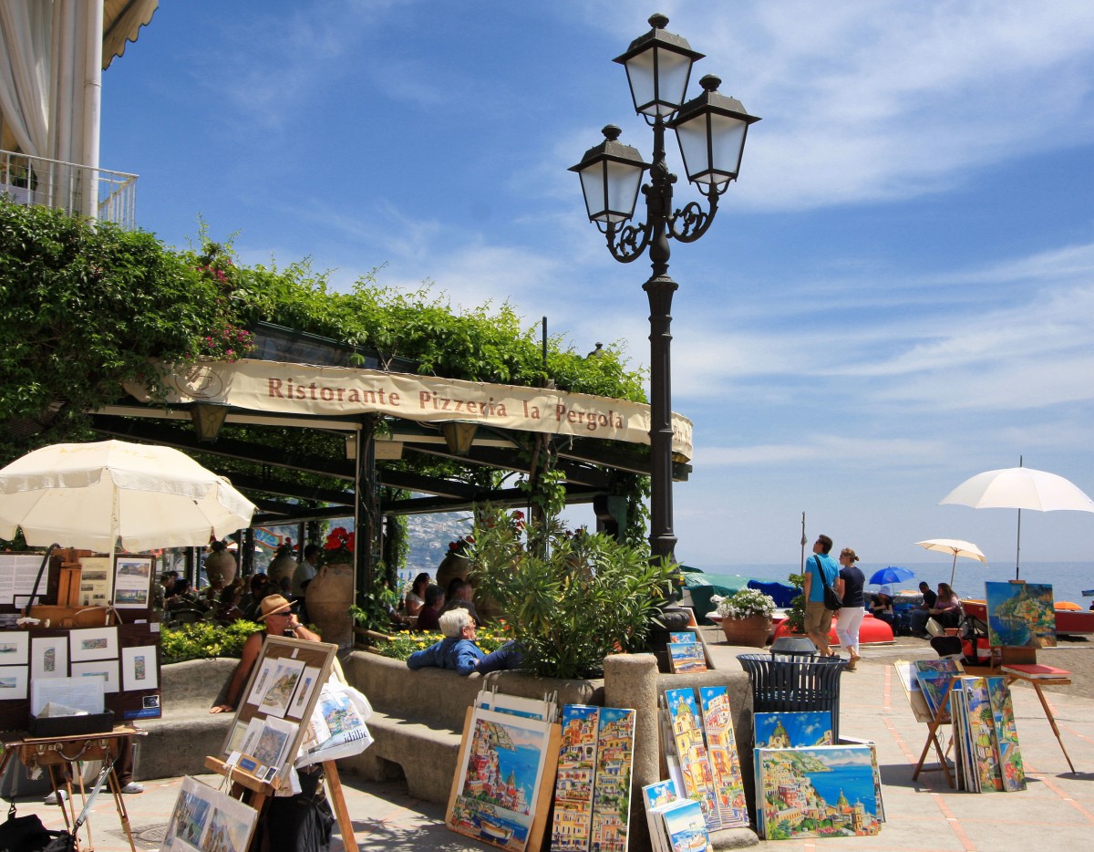 Artistas callejeros en Positano