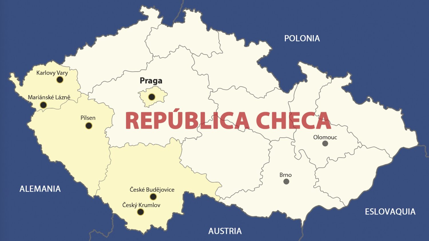 Mapa de la Ruta de la Cerveza Checa
