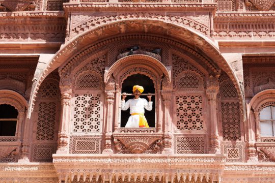 Detalla de los balcones del Fuerte de Mehangarh en Jodhpur