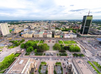 Panorámica de Varsovia desde la azotea del Palacio de la Cultura y la Ciencia