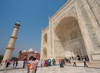 Detalle de la fachada del taj Mahal