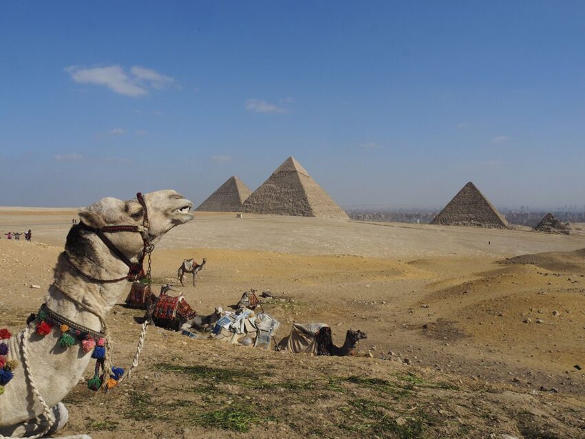 Piramides con el Cairo al fondo