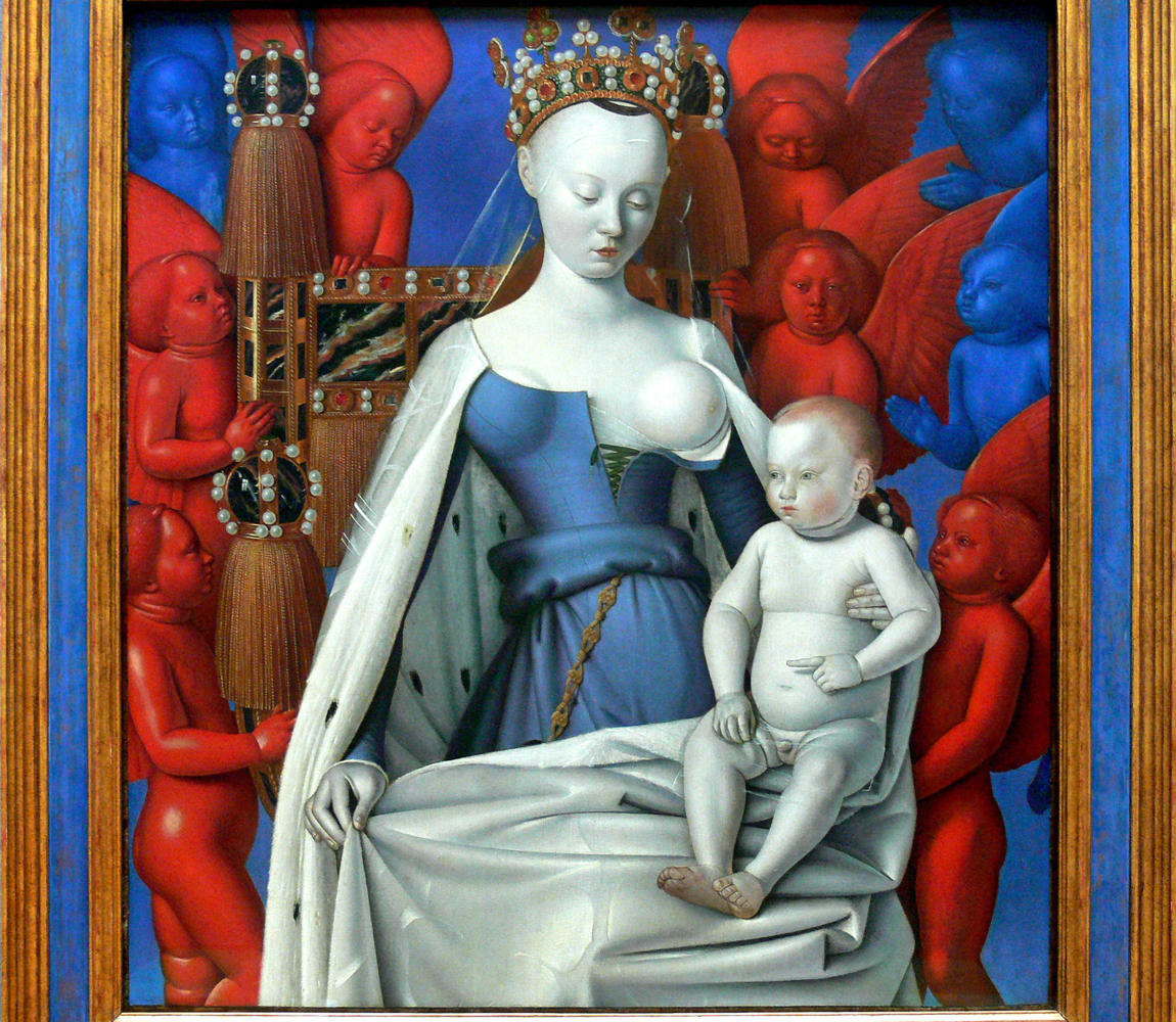 Agnès Sorel, pasando a la posteridad por ser la modelo que inspiró al pintor de la corte Jean Fouquet, para ser la imagen del cuadro La Virgen y el niño