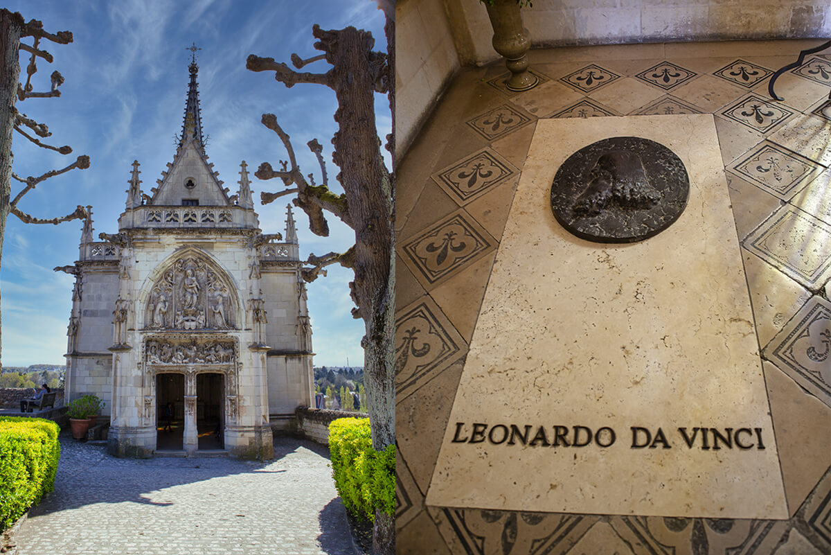 Tumba de Leonardo da Vinci en la Capilla de Sant Hubert en el Castillo de Amboise