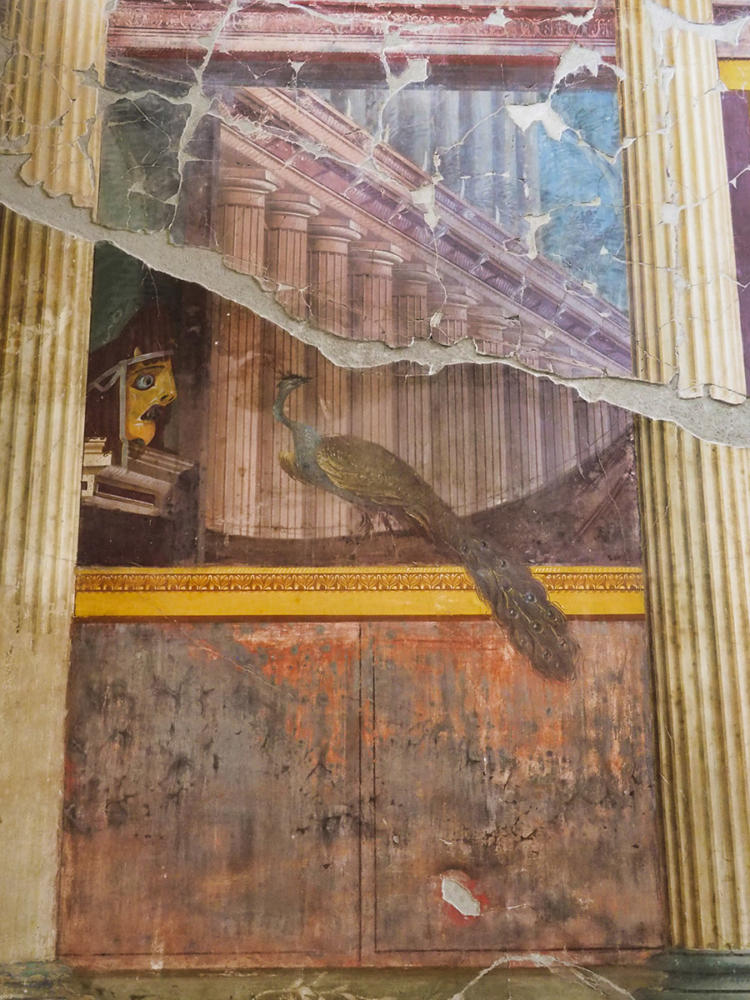 Oplontis decoración de mural en el salón dedicado al Dios Apolo