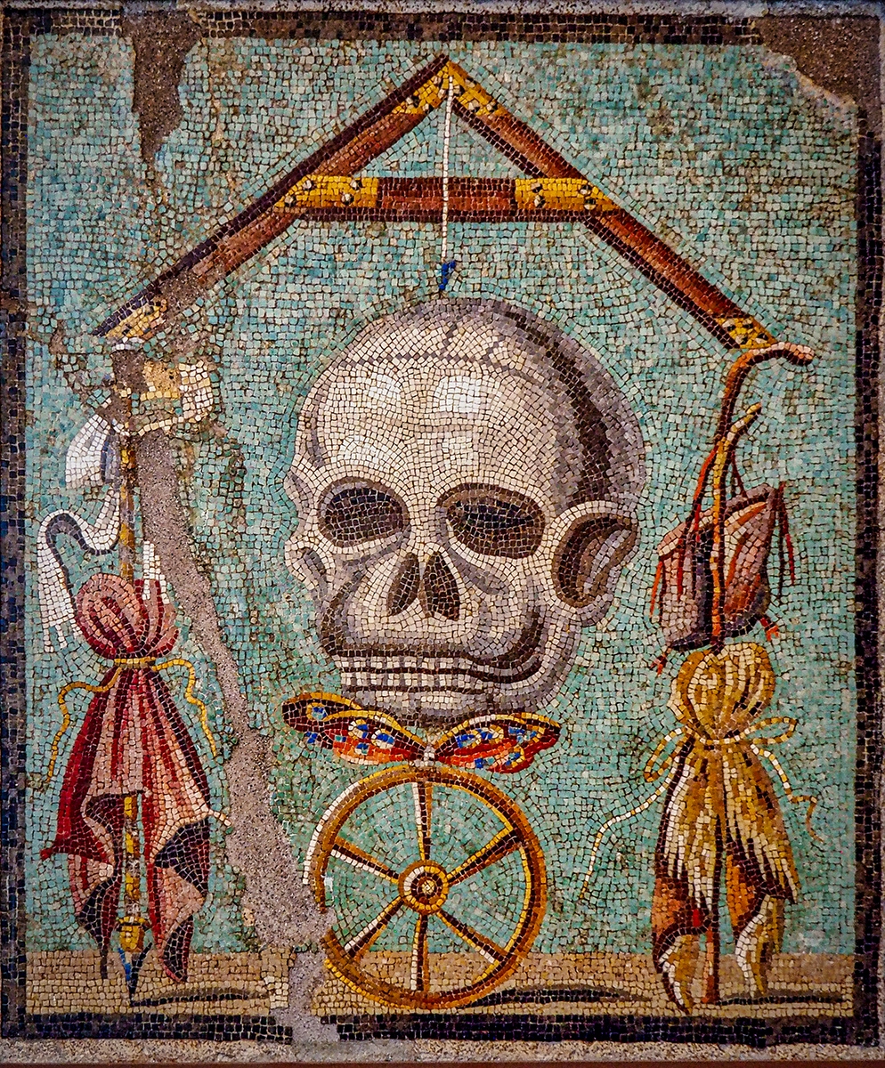Memento mori mosaico del Museo Arqueológico de Nápoles