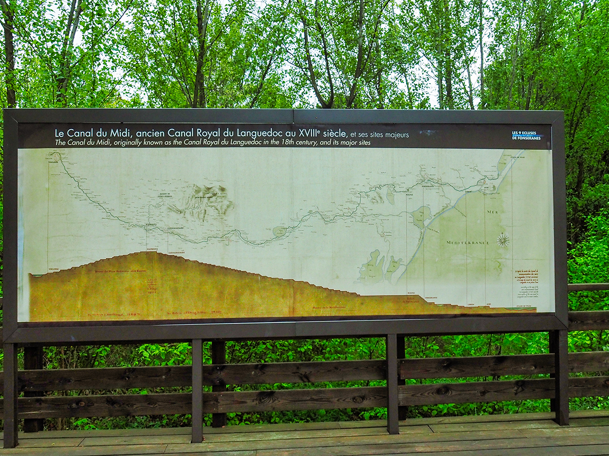 Mapa del trazado original del Canal de Midi