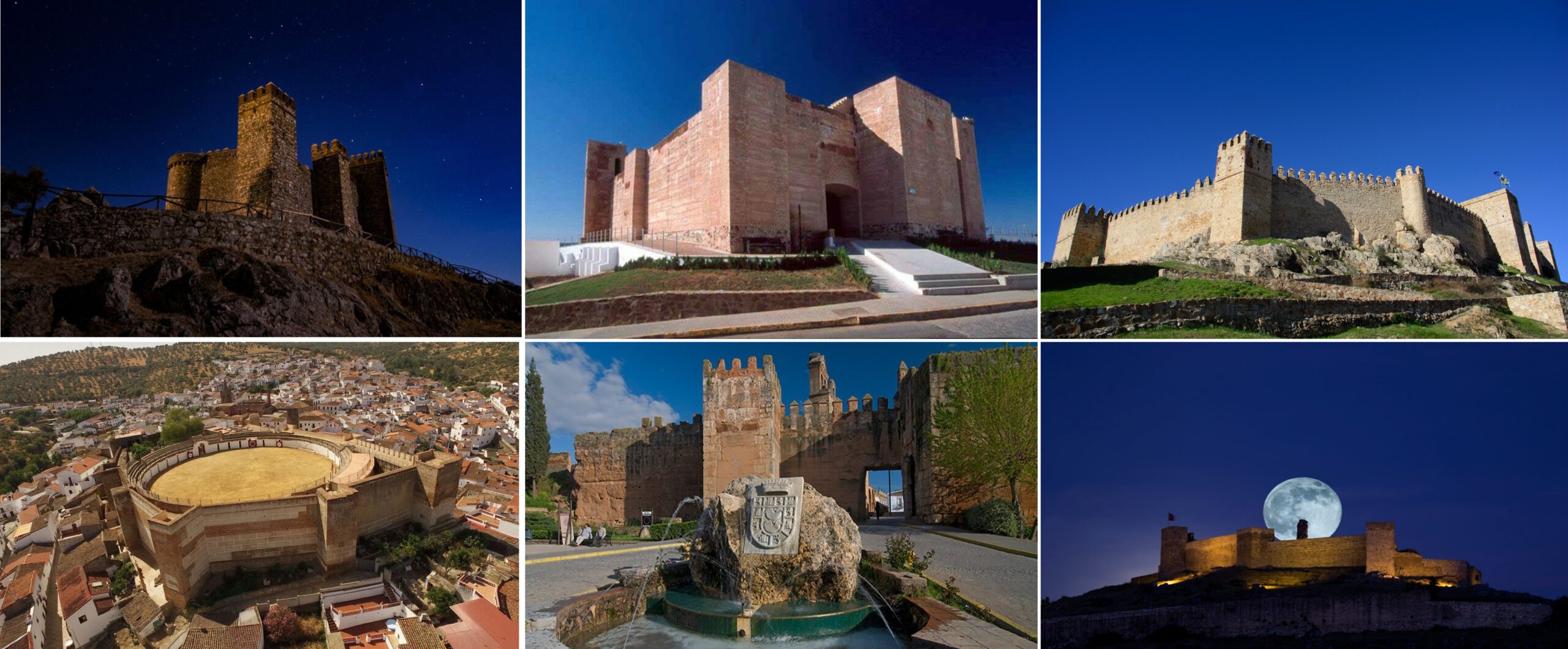 Collage de castillos medievales de la provincia de Huelva